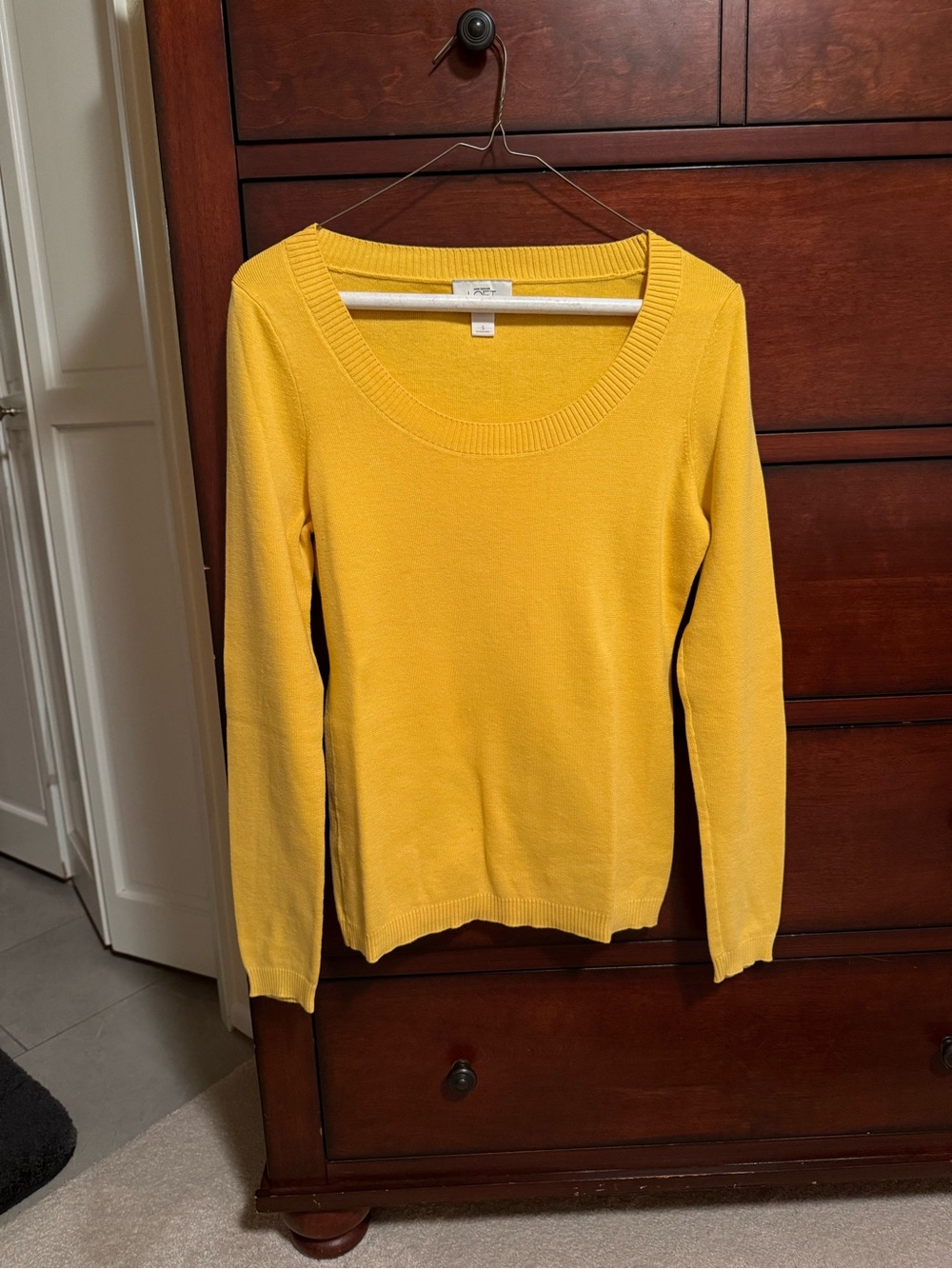 LOFT Bright Yellow Scoop Neck Knit Sweater